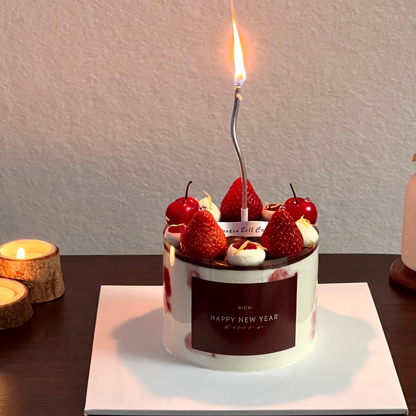 2025小红书新年蛋糕装饰网红酒红色元旦快乐贴纸透明围边贴纸ins