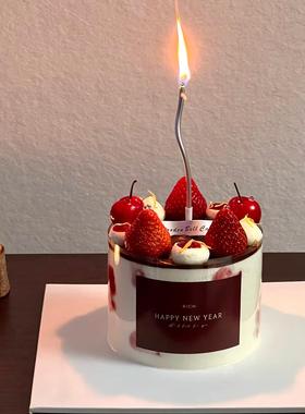 2025小红书新年蛋糕装饰网红酒红色元旦快乐贴纸透明围边贴纸ins