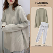 打底衫 大码 女气质显瘦200斤 中长款 半高领针织衫 孕妇装 毛衣秋冬季