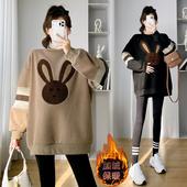 休闲百搭气质显瘦韩版 大码 孕妇卫衣春秋新款 宽松上衣女减龄200斤