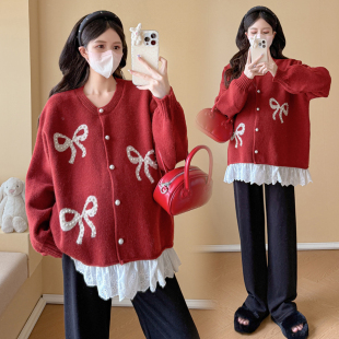 大码 外套秋冬2025宽松假两件上衣洋气减龄显瘦200斤 孕妇毛衣开衫