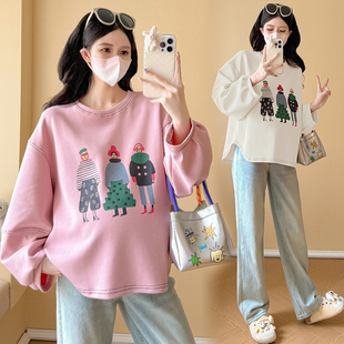 小个子上衣女200斤 卡通百搭宽松气质显瘦娃娃衫 大码 孕妇卫衣秋季