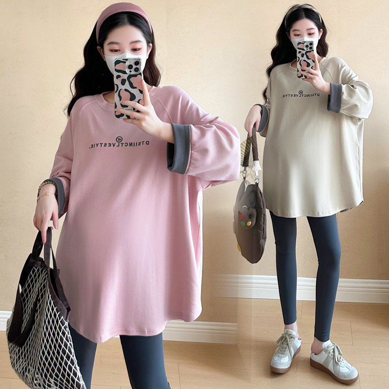 大码孕妇卫衣秋季纯棉长袖T恤女