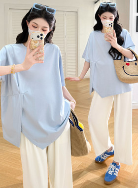 大码孕妇短袖T恤夏季设计感上衣