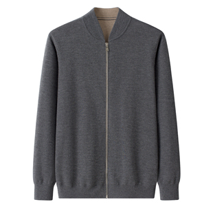 鄂尔多斯市精纺纯山羊绒双色双股加厚男外套精纺纯羊绒衫 羊绒 男装