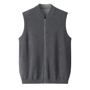 羊绒 羊绒开背精纺大码 鄂尔多斯市精纺山羊绒男开衫 棒球领加厚无袖