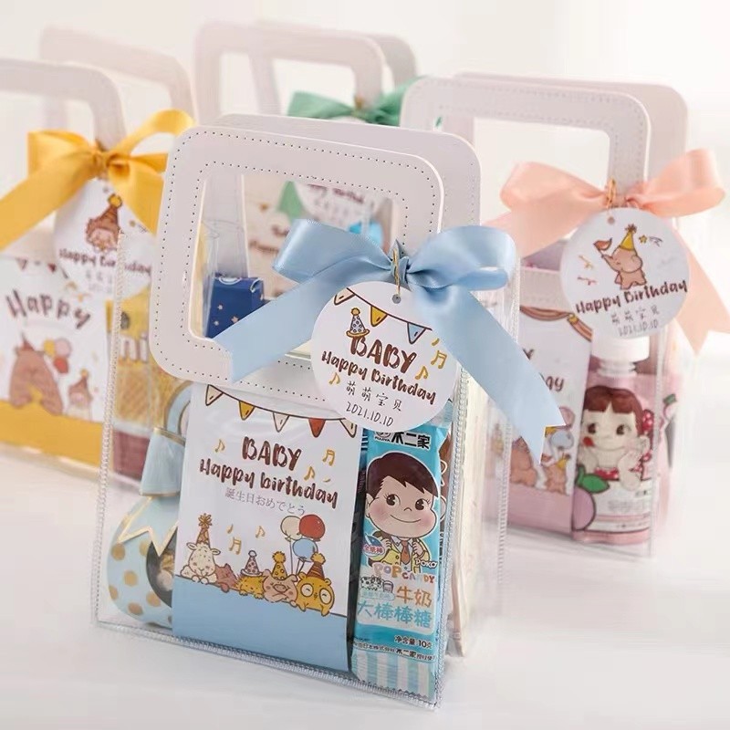 儿童礼品袋小幼儿园小朋友过生日糖果零食伴手礼回礼手提袋透明
