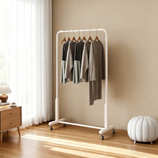 挂衣架落地卧室家用可移动挂衣服架子室内结实晾衣架带滑轮衣帽架