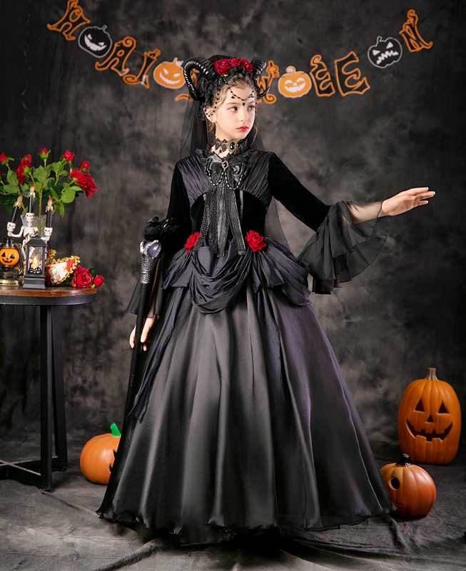 女童玫瑰女王万圣节蓬蓬演出服