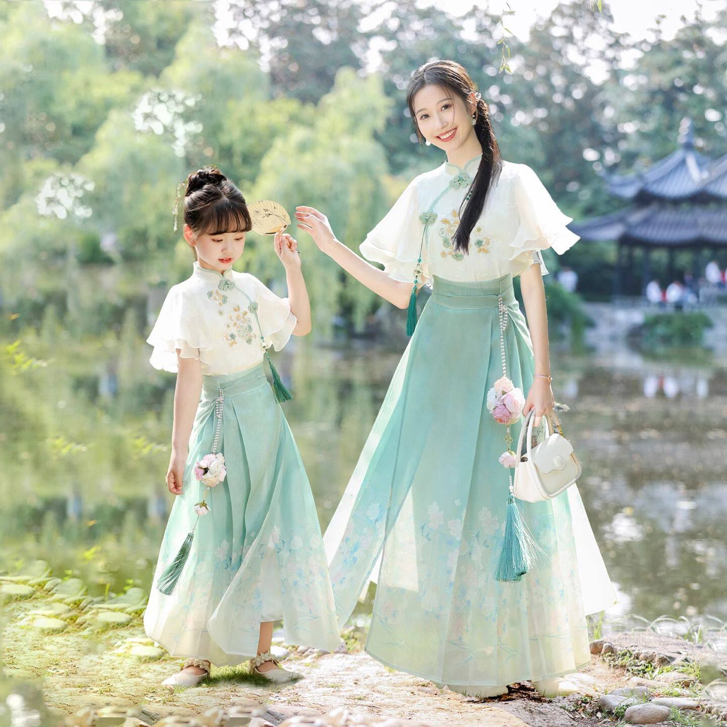 汉服亲子装母女2025新款高端女童夏季薄款马面裙古风套装儿童唐装