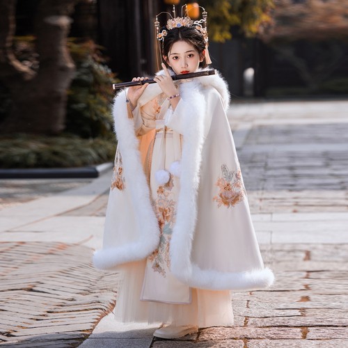 汉服女童冬款加绒超仙古风儿童古装加厚过年唐装中国风拜年服冬季