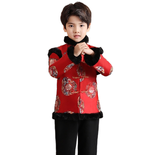 男童唐装冬季表演服汉服拜年服加厚中国风礼服过年装宝宝周岁礼服