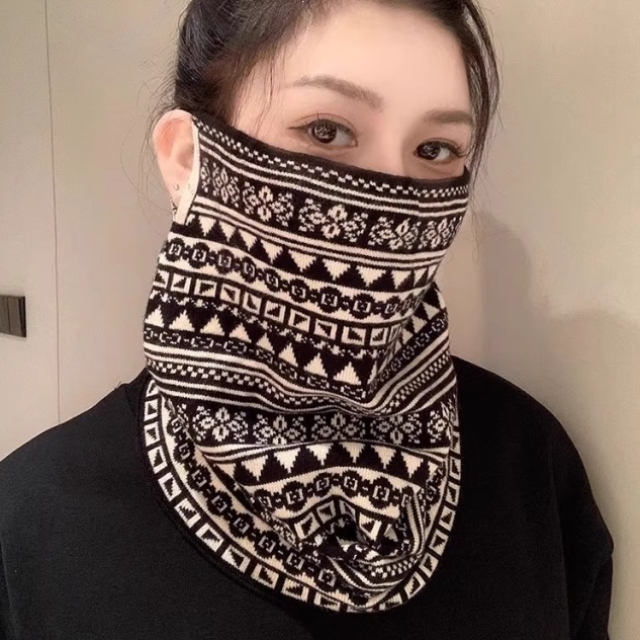 秋冬季围脖女百变挂耳面罩保暖护颈脖套百搭围巾骑行防风寒面罩