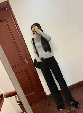 MCHIC | 美系th 25秋冬新品 羊绒棉混纺圆领长袖打底衫 内里薄绒~