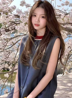 现货~原面料！sw羊毛混纺灰色西装无袖连衣裙夏季 赵昭仪同款