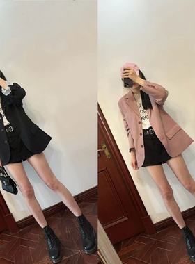 现货~ac23秋冬新款 复古单排扣落肩廓形羊毛混纺西服夹克外套