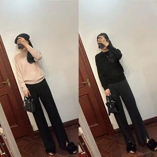 现货~自留bc羊绒般~磨毛显瘦神裤+I~C 100%山羊绒无缝一体羊绒衫