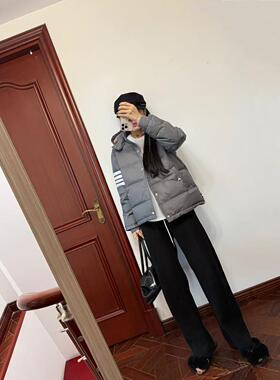 现货~贵2w+ ! TB四条杠灰色90%白鸭绒羽绒服外套 男女同款