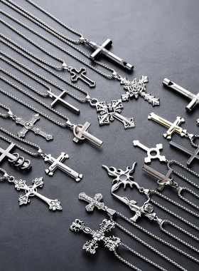 十字架项链男钛钢不掉色高级感百搭个性设计夏季配饰女潮简约饰品