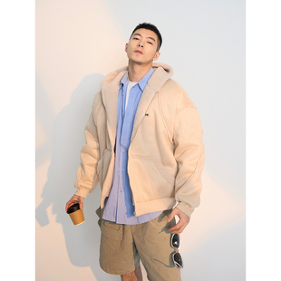 双11清仓  秋冬美式复古麂皮拼接设计百搭加厚保暖气质棉衣外套