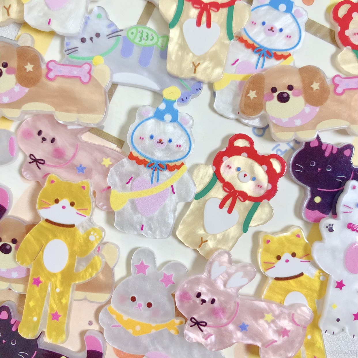 卡通小狗猫咪亚克力贴片diy配件