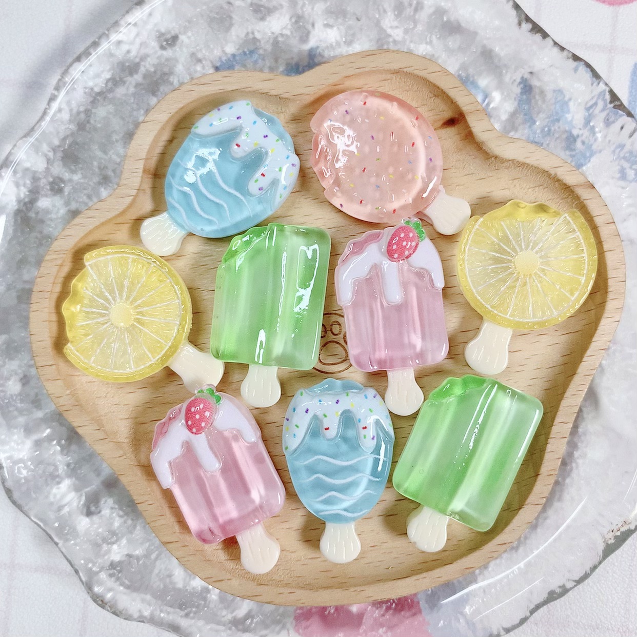 夏日雪糕棒棒冰透色diy树脂配件
