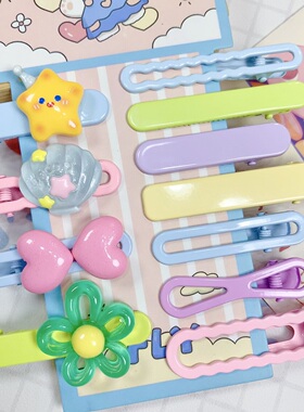 春天色无痕发夹手工奶油胶发饰diy材料包儿童刘海夹鲨鱼夹一字夹