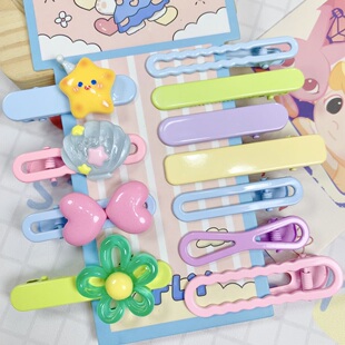 春天色无痕发夹手工奶油胶发饰diy材料包儿童刘海夹鲨鱼夹一字夹