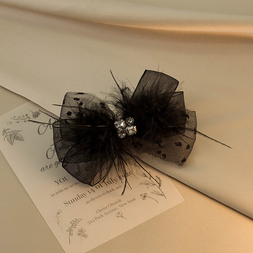 王炸款！羽毛黑色蝴蝶结发夹