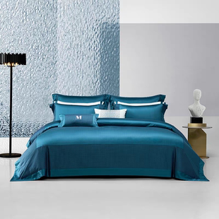 梦洁正品 100支长绒棉纯棉轻奢色织提花四件套兰萨罗特 专柜同款