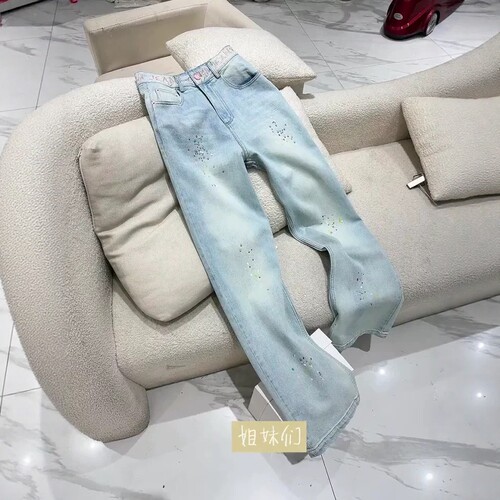 05/07Z品牌！2026年新款重工刺绣烫钻高腰显瘦百搭直筒烟管裤6085