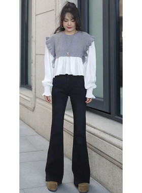 12/27Z品牌2025年新款高棉弹高腰显瘦加绒加厚微喇女神裤1210