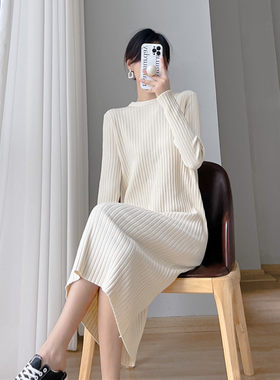 春秋长袖哺乳衣连衣裙中长款显瘦