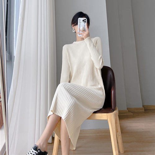 春秋长袖哺乳衣连衣裙中长款显瘦