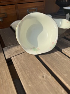 御用深川制薄瓷釉下彩枫叶花口茶杯红茶杯直径10深4.5