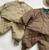 菱形格棉外套男女童收口棉服外套 很暖棉袄儿童韩版 断码