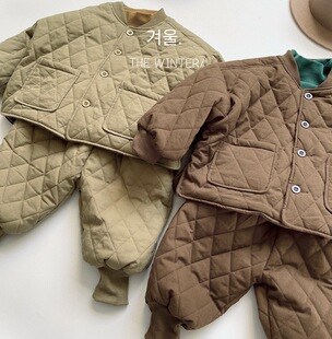 【断码】很暖棉袄儿童韩版菱形格棉外套男女童收口棉服外套