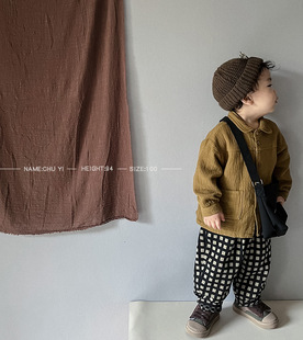 【断码】儿童双层棉方格裤子男女童韩版个性小童外穿潮童装九分裤