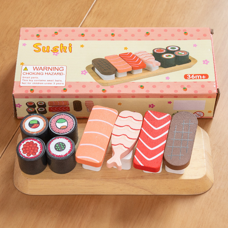 女孩生日礼物寿司料理日本儿童过家家厨房套装下午茶蛋糕木制玩具