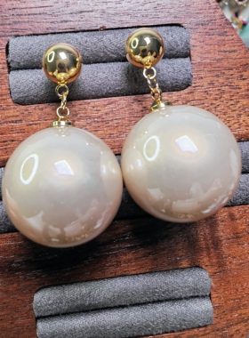 中古夸张耳环大号珍珠耳环银针复古高级感耳饰
