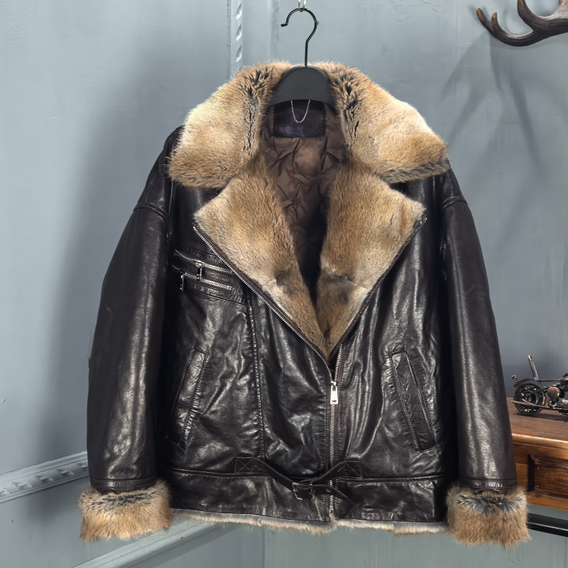 海宁2025冬季新款真皮羽绒服女时尚短款水貂毛领油蜡绵羊皮小个子