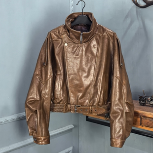 短款 2026冬季 时尚 真皮皮衣女韩版 绵羊皮机车夹克休闲百搭外套 新款