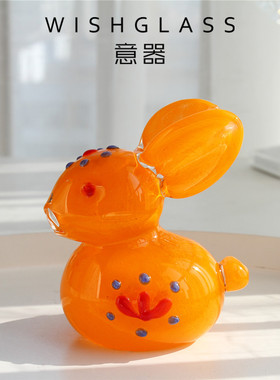 琉璃摆件兔子生肖摆设儿童房