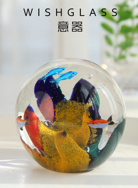 琉璃花球摆件小鱼扎花球