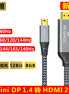 魔兽Mini DP转HDMI 2.1版8K笔记本电脑接电视高清视频线4K@120Hz