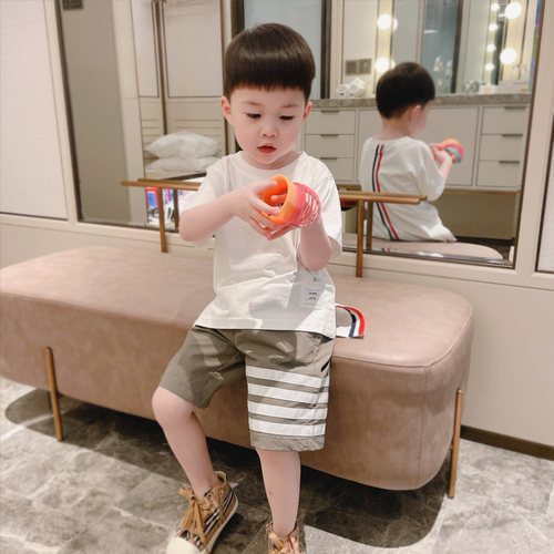 男童短袖t恤2026新款儿童半袖白色上衣夏季薄款童装小童条纹夏装