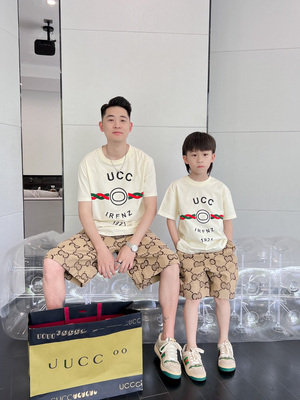 高定童装男女童1921T恤短袖纯棉一家三口亲子装25夏新款短裤套装