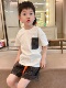 童装 半袖 短袖 字母满印口袋T恤男女宝宝纯棉舒适吸汗透气上衣圆领