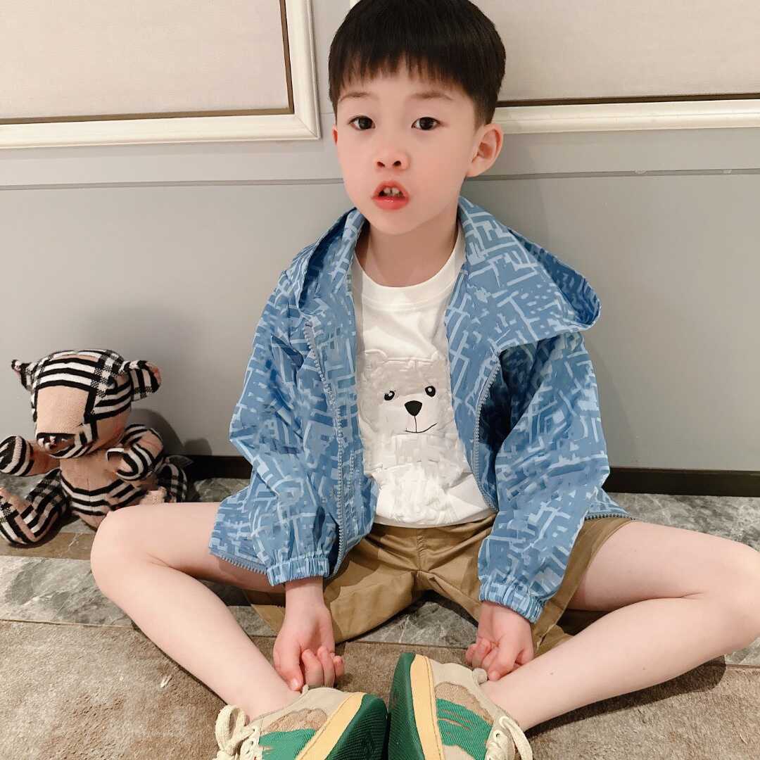 冰川蓝轻薄透气连帽儿童防晒衣