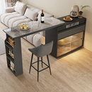 轻奢岩板吧台桌客厅隔断柜一体家用小户型可伸缩定制实木吧台柜